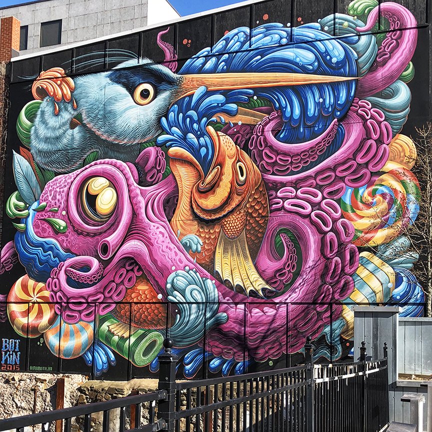 HT_escape's tweet image. Strolling along the #Halifax harbourfront as we headed back to our @Marriott Hotel, we saw some really great street art along the way. This wall by Jason Botkin is the same artist who created some of the paint at Toronto’s Underpass Park. ow.ly/NmEM30kiW7R