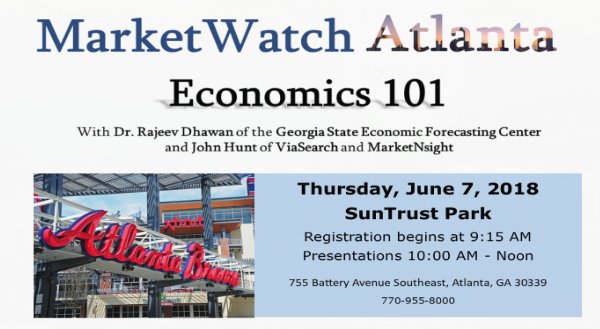 Still a few seats left! Join John Hunt and Dr. Rajeev Dhawan <a href="/EFC_GSU/">Econ Forecast Center</a> Thursday June 7th at MarketWatch Atlanta! Housing Econ 101. Register at: lnkd.in/ebnAZTw