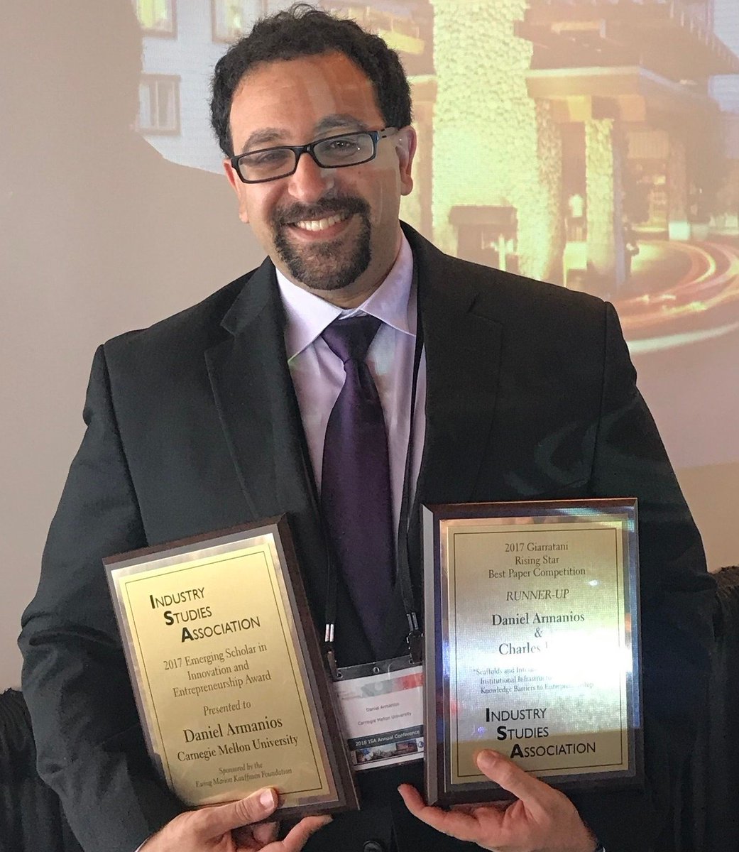 CMU_EPP's tweet image. EPP professor Daniel Armanios  received the Emerging Scholar in Innovation and Entrepreneurship Award at the #IndustryStudiesAssociation annual conference.   Additionally he was a runner up for the Giarratani Rising Star Award.  Congrats Daniel!