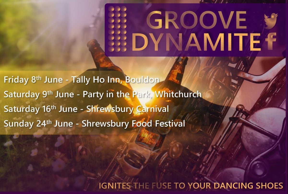 Groove_Dynamite's tweet photo. A busy June ahead - come and join us at one of the dates below! Ignite the fuse to your dancing shoes with the best of Soul, Funk and Disco! 🎶 @Shropsmusicnews @WhatsOnShrops @ShrewsburyHour @VisitShrewsbury @shroprocks @ShrewsCarnival @shrewsfoodfest https://t.co/MQ27LJXDtS