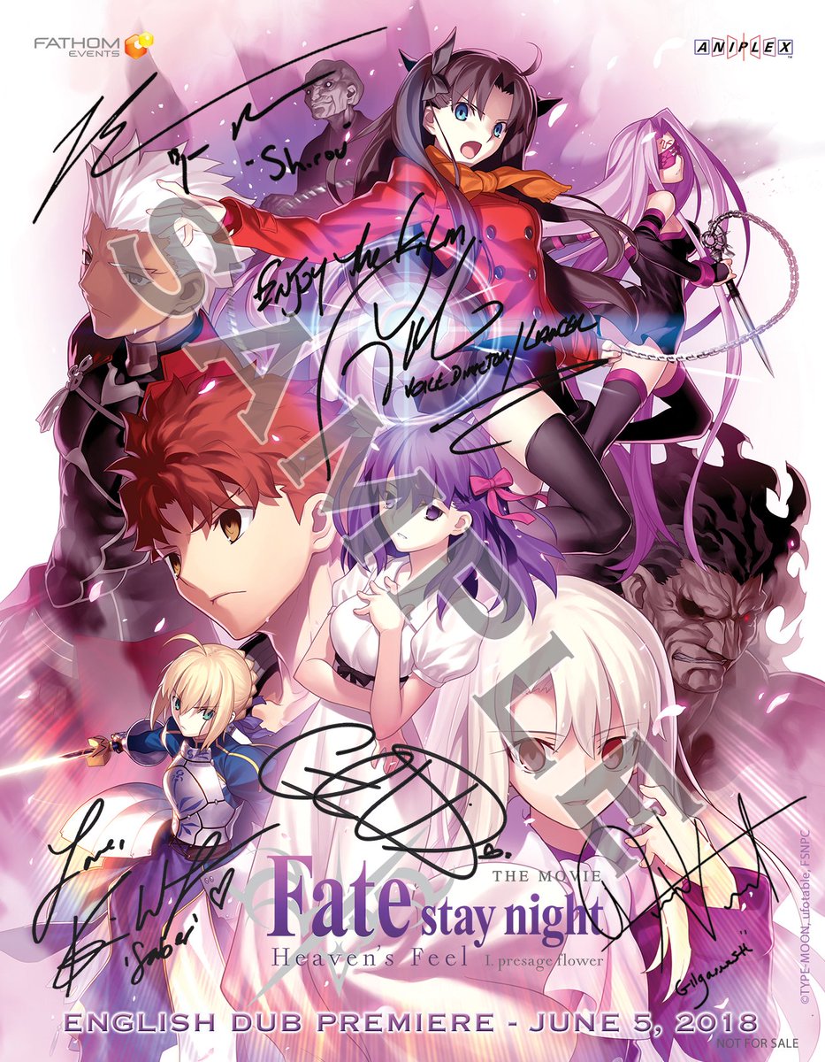 Fate Stay Night Usa Coming To The Showing Of Fate Stay Night Heaven S Feel The Movie I Presage Flower English Dub Tomorrow At La Live You Ll Receive A Copy Of This Mini Poster