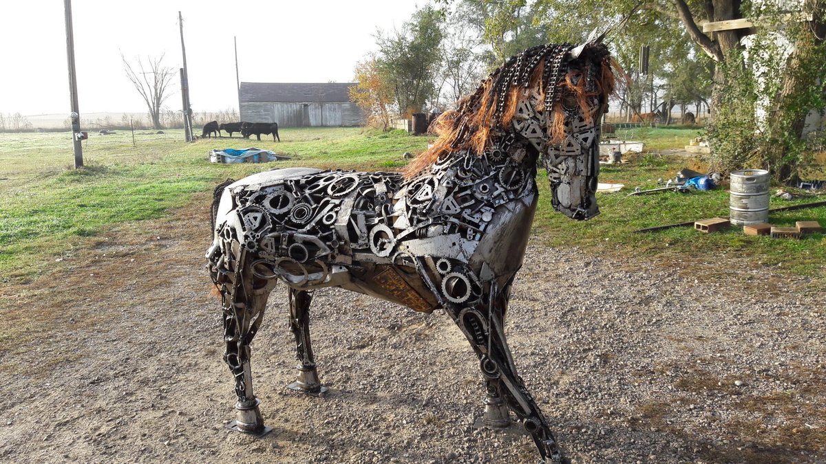 keith55082's tweet photo. Another of my scrap metal horses #scrap #metal #horse #Horses #upcycledhour #upcycledpassion2018 #recyclage #junk #keithbooth #artbykeith #equine #LexingtonPark #Lexington
#HorseRacing #forsale #ArtsEd #bestoftheday #GardenersWorld #gardening #steampunk #Art https://t.co/8d0Uv59NXb