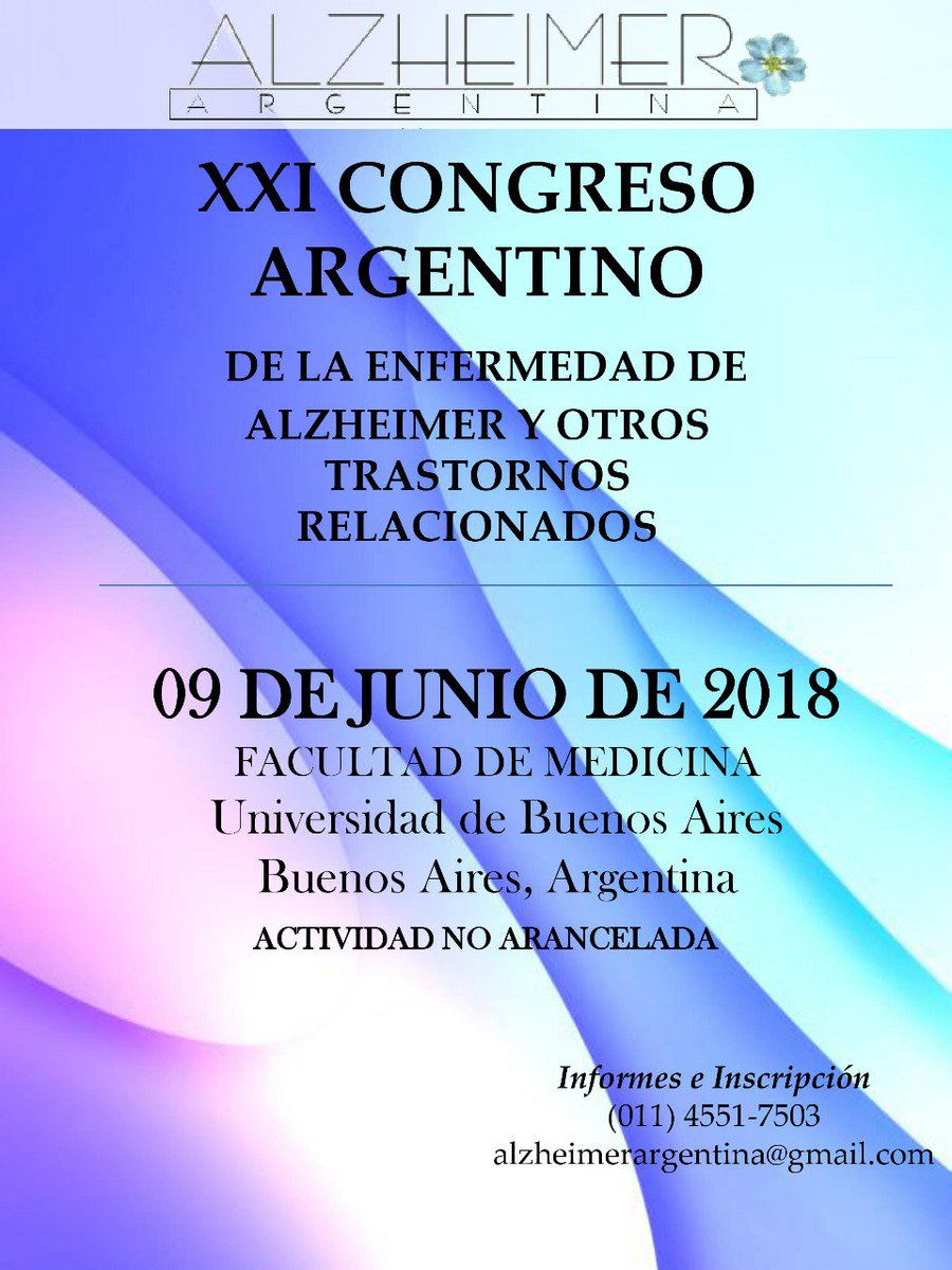 ObiotUBA's tweet photo. 9 de junio: Congreso de Alzheimer en la @UBAMedicina con la colaboración de @Pronadial.

#Obiot #Alzheimer #Medicina #Congreso #9deJunio. https://t.co/ZBs0gP7St6