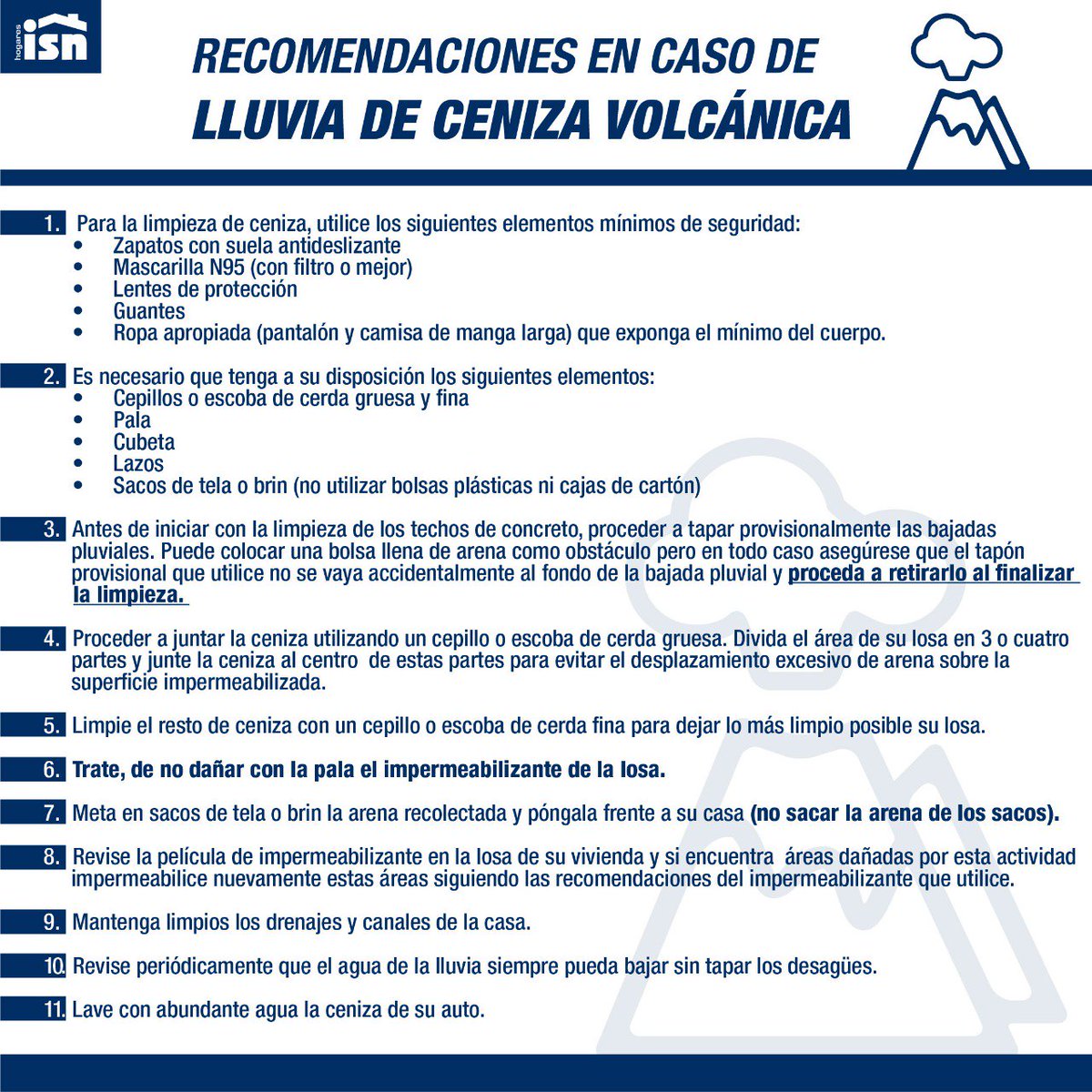 ¡Tome sus precauciones! Estos son algunos tips para limpiar la ceniza volcánica de su casa. #VolcánDeFuego
#HogaresISN