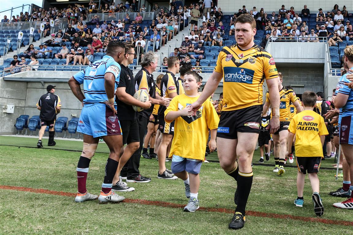 SC_Stadium's tweet photo. Nothing better than walking out onto the #SCStadium field with the Falcons Footy - Rugby League for Children Of Different... crew 😎🙌 Next home game this Saturday against Souths Logan Magpies! 🐦

📸 Level Eleven Photography Australia https://t.co/EZmKLd930N