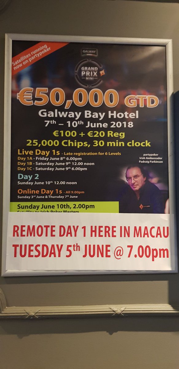MSCCASINO's tweet image. Tuesday 5th June we have a Day 1 for @partypokerlivemini €50k guaranteed #Galway.

7pm 25k chips 30 min levels

RT for a chance to win a half price seat 

#poker @partypoker