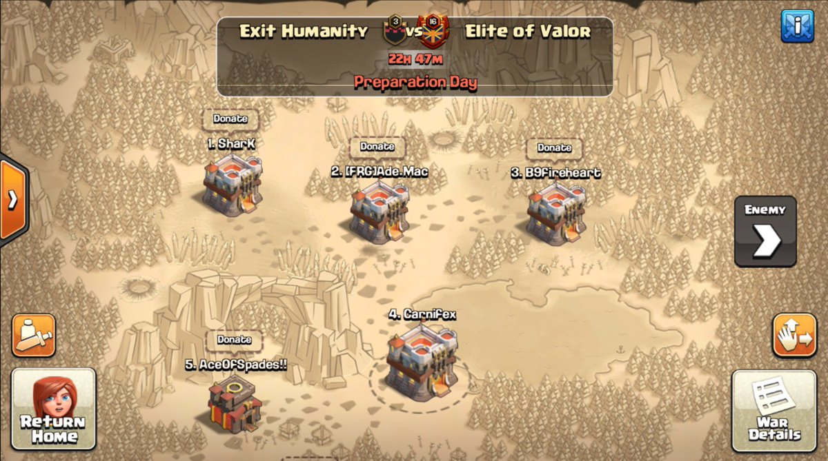 As well as Exit Sanity our main clan is spinning the Potluck and we matched @EOV_CoC Good luck!