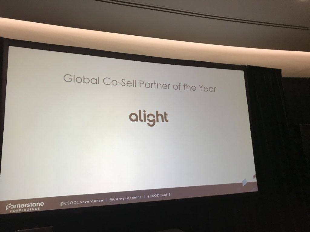 Proud to be named as <a href="/CornerstoneInc/">Cornerstone OnDemand</a> Global Partner of the Year for 2017. Well done team <a href="/AlightSolutions/">Alight Solutions</a> #CSODConf18 #shapethefuture.
