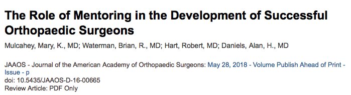H2O_SportsMD's tweet photo. As academic faculty &amp; practicing surgeons, we need to continue to prioritize #mentorship and succession planning in our #hospitals, health systems, &amp; @AAOSmembers. Check out our #JAAOS review to see how we can all improve. @AAOS1 @aoa1887 @AOSSM_SportsMed @AANAORG @ASESmembers https://t.co/IK5QQTPQbZ