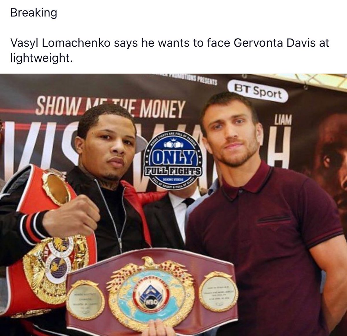 OnlyFullFights's tweet photo. #gervontadavis #floydmayweather #vasyllomachenko #lomachenkodavis #davislomachenko #boxing #boxeo #onlyfullfights https://t.co/o1zD877cUJ