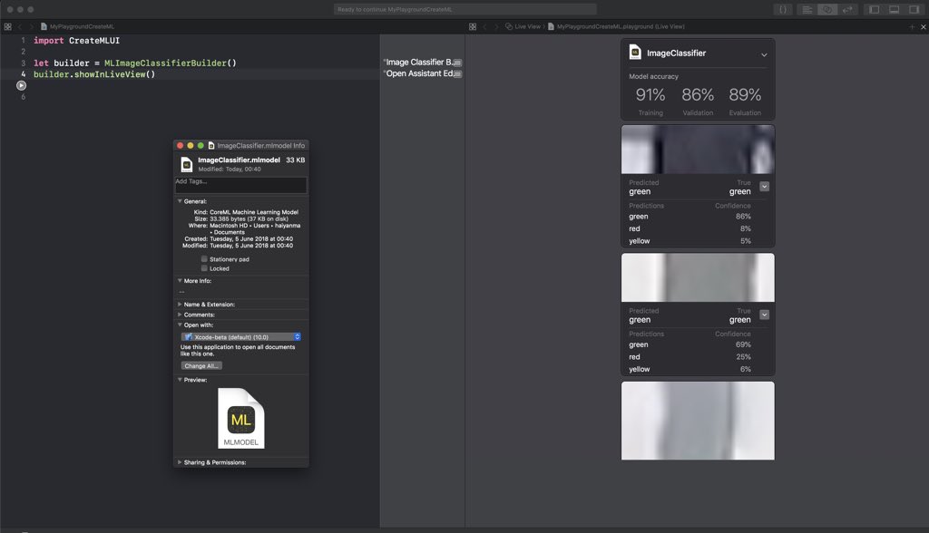 haiyan_nest's tweet image. Just trained a traffic light dataset🚦 from my udacity self driving car class using CreateML 🤗 It was so easy, very fast and with nice accuracy 89% 🧚🏻♀️😱  #Xcode10 #createML #wwdc #Coreml #udacity #SelfDrivingCar
