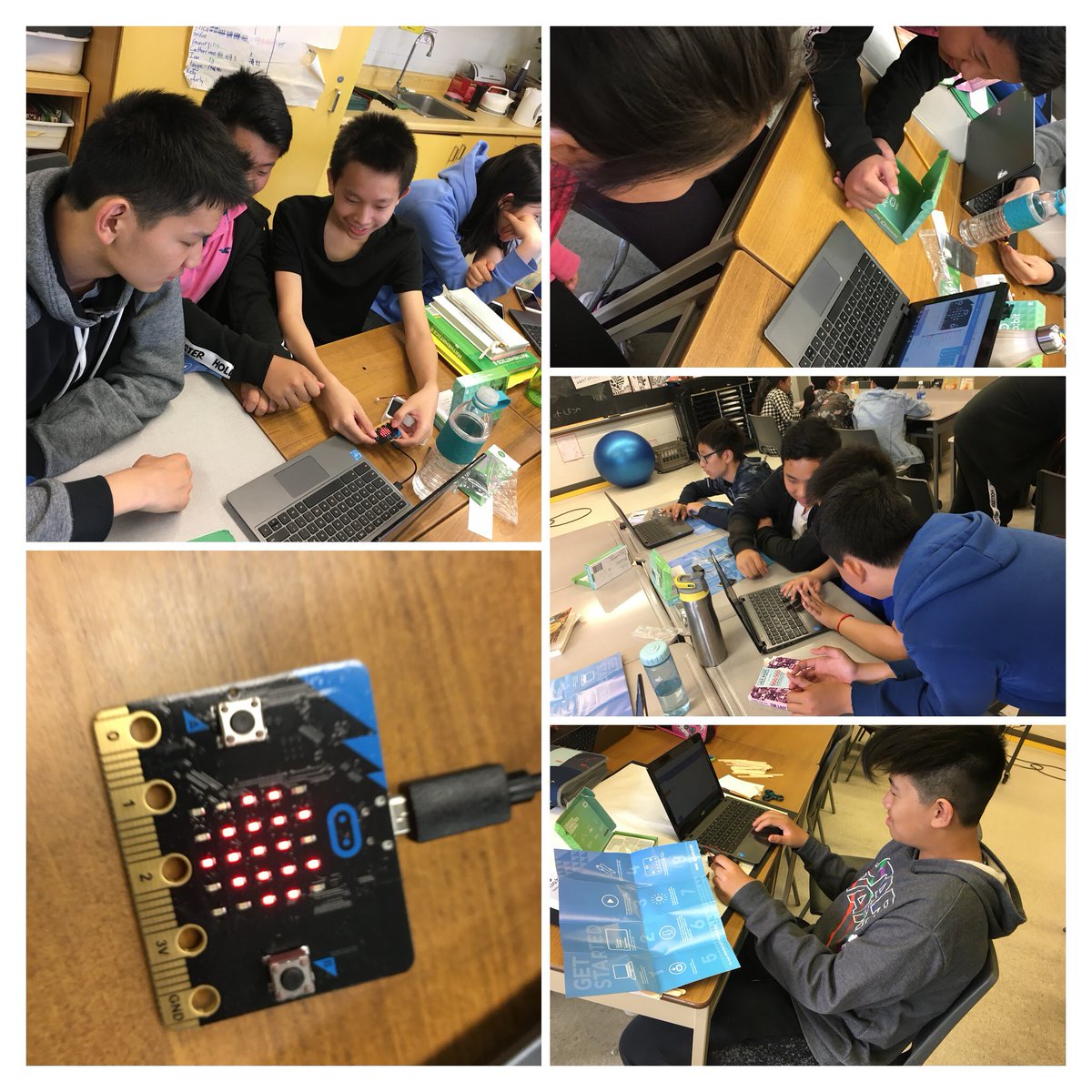 DLPS intermediates exploring our new Micro:Bit kits! Lots of smiles and ‘yes!’ moments today. Thanks <a href="/codeclubcanada/">Code Club Canada | Digital Moment</a> for providing them! <a href="/TDSB_STEM/">TDSB STEM K-12</a> <a href="/tdsb/">Toronto District School Board</a> #lc2 #coding
