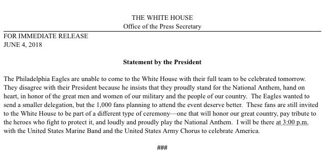 Image result for trump eagles statement