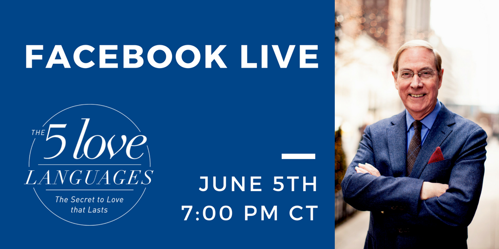 DrGaryChapman's tweet photo. I’m happy to announce that I will be streaming live on Facebook for the very first time with my publisher, Moody Publishers, on June 5th at 7PM CT. You can tune in to hear me share helpful insights I’ve learned from years of counseling experience and my own marriage! https://t.co/IoG7ZGvmFq