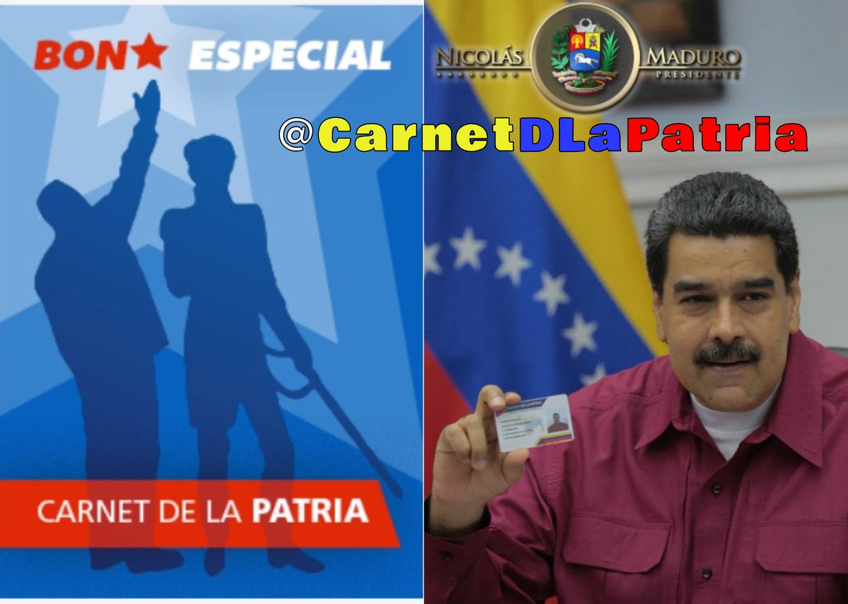 CarnetDLaPatria's tweet photo. Gracias al Pdte. @NicolasMaduro y al sistema de protección social 
YA está llegando el #BonoEspecial  
Directamente a través del @CarnetDLaPatria 

#DialogoProductivoEnMarcha #4Jun https://t.co/bua3F01KSf
