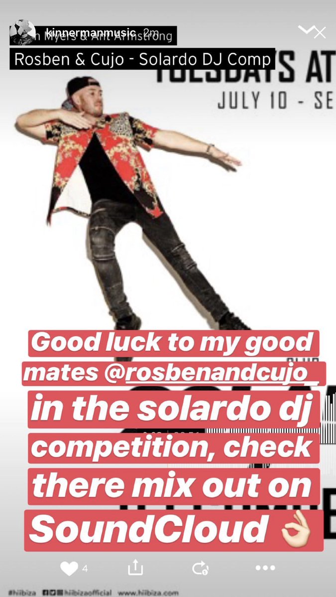 Big love from our brother Kinnerman!❤️  

Those who havnt yet checked out our entry mix for the <a href="/solardomusic/">Solardo (blue tick)</a> DJ Comp!  Here it is.👇🏼 

soundcloud.com/user-164991684… 

#Solardo #DJComp #HiIbizaTuesdays