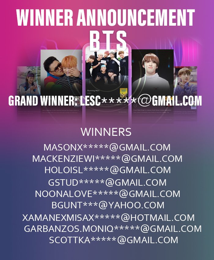 kocowa_official's tweet photo. [#KOCOWA WINNER ANNOUNCEMENT] Thank you all for joining our event and here are the winners!! CONGRATULATIONS ONCE AGAIN GUYS! *We have emailed the winners individually, so please check your e-mail! #BTS_Event https://t.co/vKUCAYjl2V