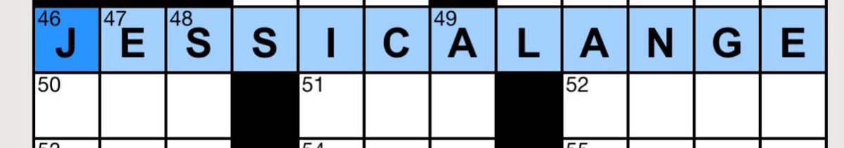 Jl49Group's tweet photo. Was doing a crossword and look whose name came up as one of the solutions, #jessicalange https://t.co/4s49TxO9xe