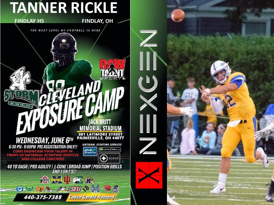 Keith Smilie (@nexgenscouting) on Twitter photo NEXGEN 2019 recruit Tanner Rickle <a href="/TannerRickle/">Tanner Rickle</a> Findlay HS, Findlay, OH heads to the Cleveland Exposure Camp by <a href="/rawtalentsports/">Raw Talent Sports</a> @LAKEERIEFBALL NEXGEN 2019 recruit Tanner Rickle <a href="/TannerRickle/">Tanner Rickle</a> Findlay HS, Findlay, OH heads to the Cleveland Exposure Camp by <a href="/rawtalentsports/">Raw Talent Sports</a> @LAKEERIEFBALL