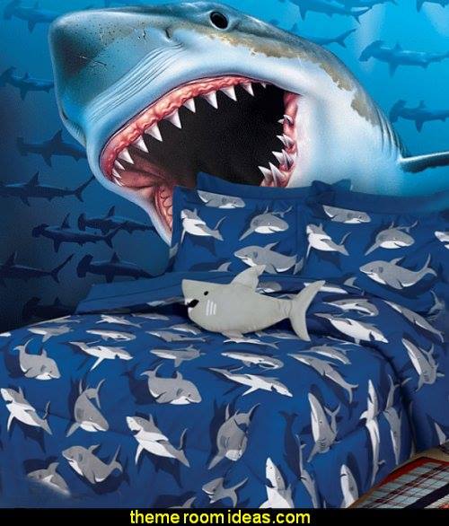 theme bedrooms on X: Turn your #bedroom into a #shark infested #underwater  #world  #fishing #bedding #pillows #murals #sharks  #SharkPlush #jaws #ocean #diving #swimming #beach   / X