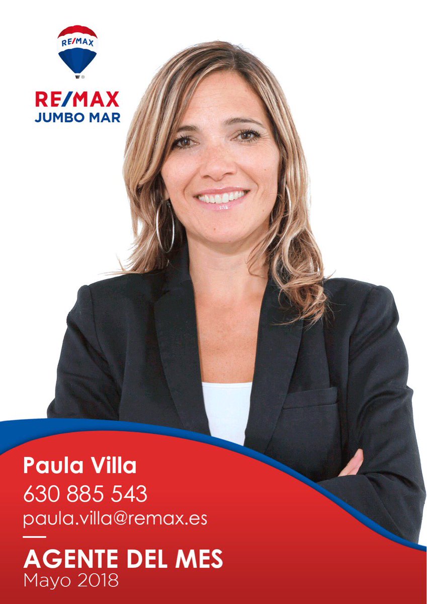 remax_jumbo_mar's tweet photo. Felicitamos a nuestro compañera @paulavillabaez por ser el agente del mes de #mayo.
¡Enhorabuena! ¡Excelente trabajo!
#remaxjumbomar #gruporemaxjumbo #AgenteDelMes https://t.co/yFJhKDppZc