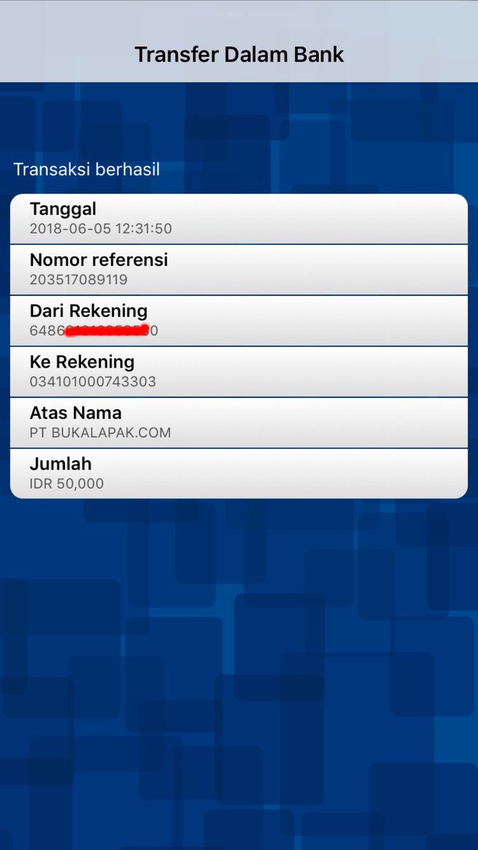 putratriyudha's tweet photo. @BukaBantuan konfirmasi utk tagihan BL1811DAH4Q9INV transaksi transfer sukses namun lupa untuk input 3 digit angka dibelakang. Mohon konfirmasinya. Trims https://t.co/7dQ02eb3uu