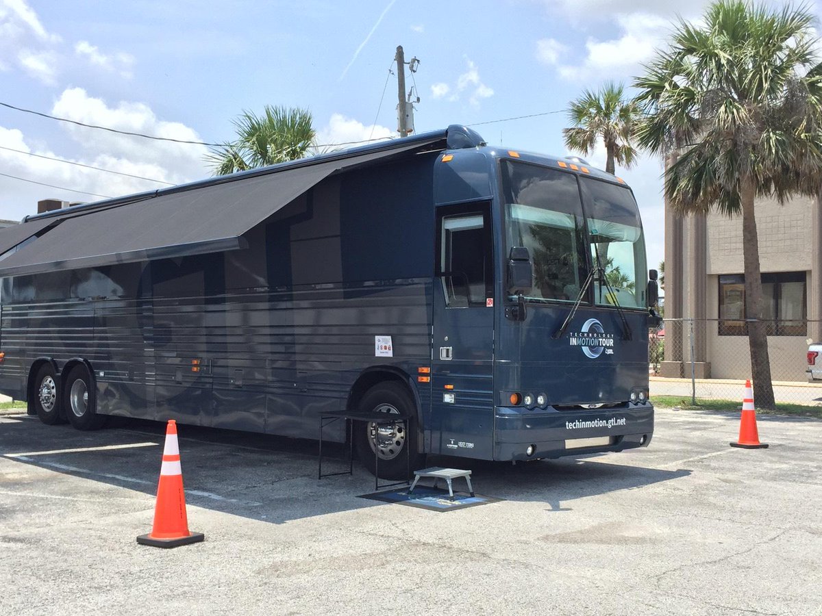 ViaPathTech's tweet photo. Our Technology in Motion #TIM #GTLTechTour bus is in the parking lot across the street from the hotel. Open Tues 10am to 5pm. Come on board! @CorrTech2018 #CTA2018DB https://t.co/qjPICt6UQu