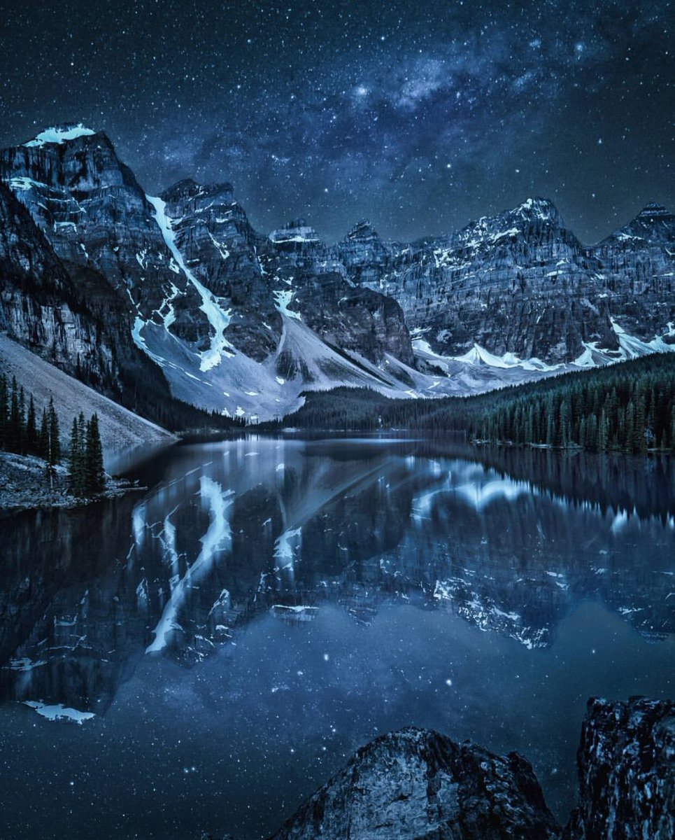 Moraine Lake Alberta Nighttime Stars Scene 100% Cotton Tote Bag, Reusable Canada Moraine Lake Alberta Nighttime Stars Scene 100% Cotton Tote Bag, Reusable Canada