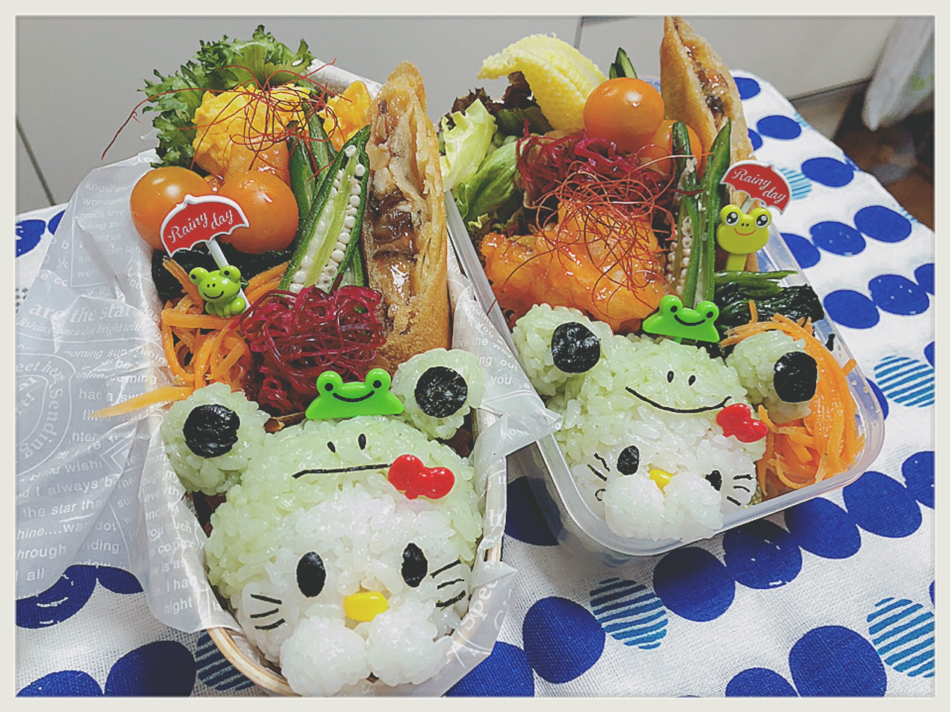 ぱんだまん 今日のお弁当 6月らしく カエルキティちゃん 今日はお友達の分も一緒だよー しっかり食べて暑さに負けるな お弁当 キャラ弁 カエルキティちゃん お弁当作り楽しもう部 梅雨弁当 2人一緒 お友達弁当 T Co ぱんだまん 今日のお弁当 6月らしく カエルキティちゃん 今日はお友達の分も一緒だよー しっかり食べて暑さに負けるな お弁当 キャラ弁 カエルキティちゃん お弁当作り楽しもう部 梅雨弁当 2人一緒 お友達弁当 T Co