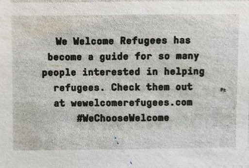 welcomerefugee's tweet photo. Thank you @goodgoodgoodco for this mention in your amazing paper. We are honored to be a part of the welcome movement! #wewelcomrefugees #loveistheway #radicalhospitality #welcometribe https://t.co/AdhkO089el