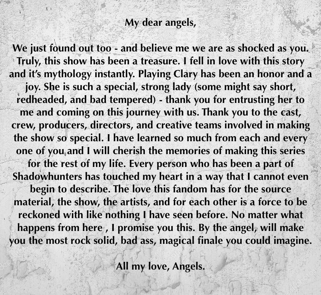 Kat_McNamara's tweet image. Hail and farewell, Angels... 🖤 #Shadowhuntersthefinalhunt @shadowhunterstv