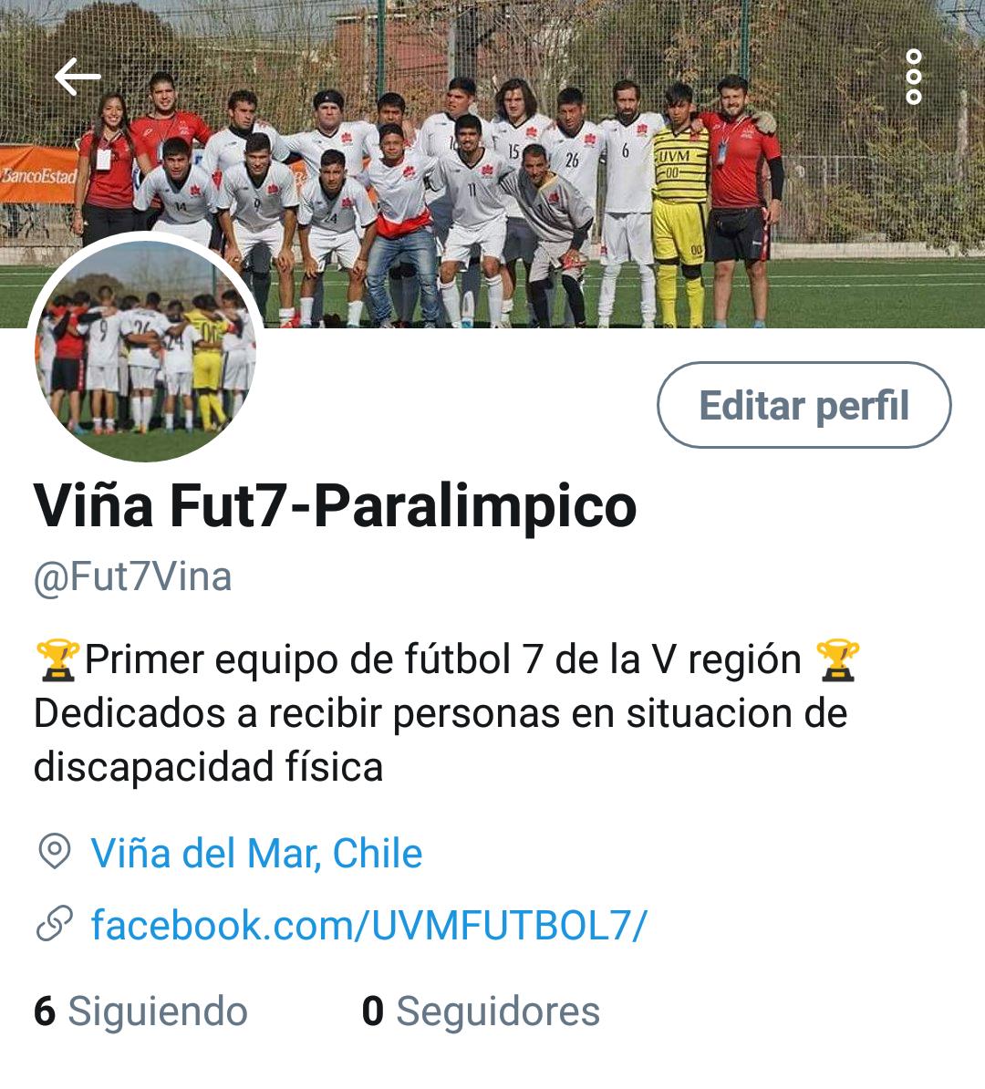 nicocortesm's tweet photo. Hola a todos 
Les queria presentar a unos verdaderos guerreros @Fut7Vina somos jugadores de futbol 7 para personas en situacion de discapacidad de la Quinta region necesitamos difusion y con esto abrir pasos a la inclusión @gracelazcano @pelotazo @CokeHevia @rodrigosepu https://t.co/Myi8Mzk9X0