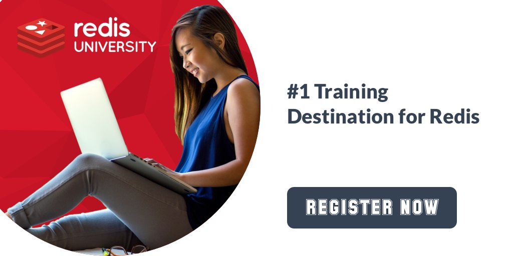 Redisinc's tweet photo. Introducing #RedisU, the #1 training destination for the world's most loved #database. Register now for the free #Redis online course - training begins June 5! https://t.co/EOfnINSUsW https://t.co/hr9WSQ87Tc