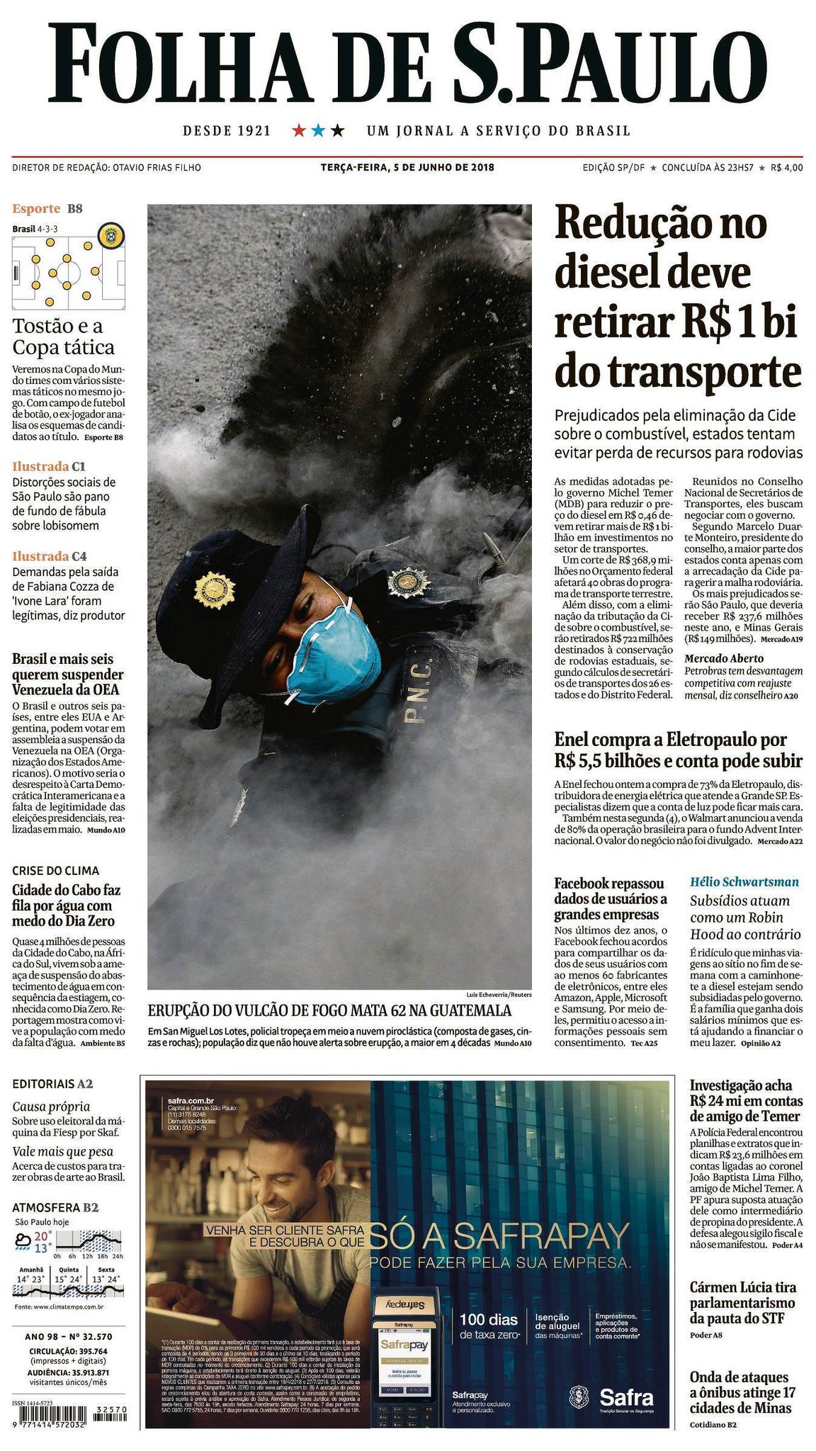 Folha De S Paulo Twitter àªªàª° Bom Dia Esta E A Capa Da Edicao Impressa Da Folha Desta Terca Feira 5