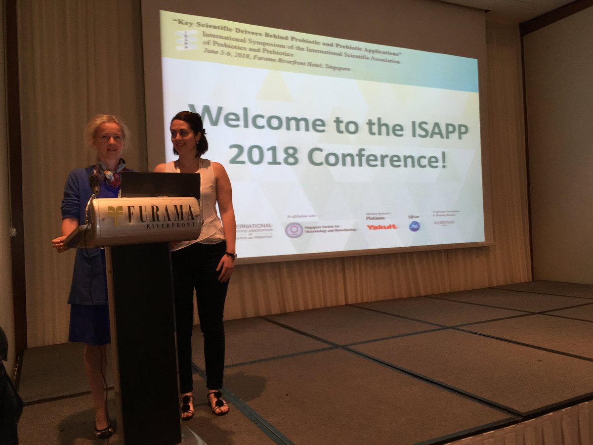 SylvieB33344905's tweet photo. 4 juin#
ISAPP senior representative Sylvie BINDA &amp; junior representative Roberta Grimaldi  kick off the #ISAPP2018 industry meeting - collective brainstorming on science for people, diet and microbiome and prebiotics call for actions. https://t.co/tH9atPuNka