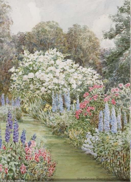 Beatrice Emma Parsons (1870-1955)  delicate Watercolour by this prolific and talented artist. Her obvious love of flowers and gardens shines through. I only found her work about 5 months ago.