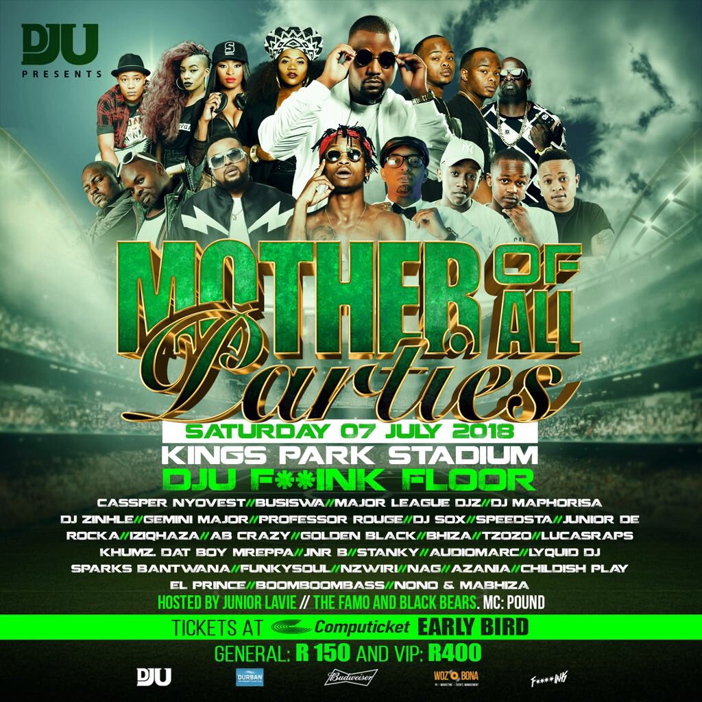 megz_rsa's tweet photo. MOTHER OF ALL PARTIES 7July @KingSparkStadium with DJU Legendary Floor and DJU F**** INK Floor. (2 floors)

Get your early bird tickets @Computicket (R150/R400VIP)

#DJUMotherOfAllParties https://t.co/MLbSOM4vm9