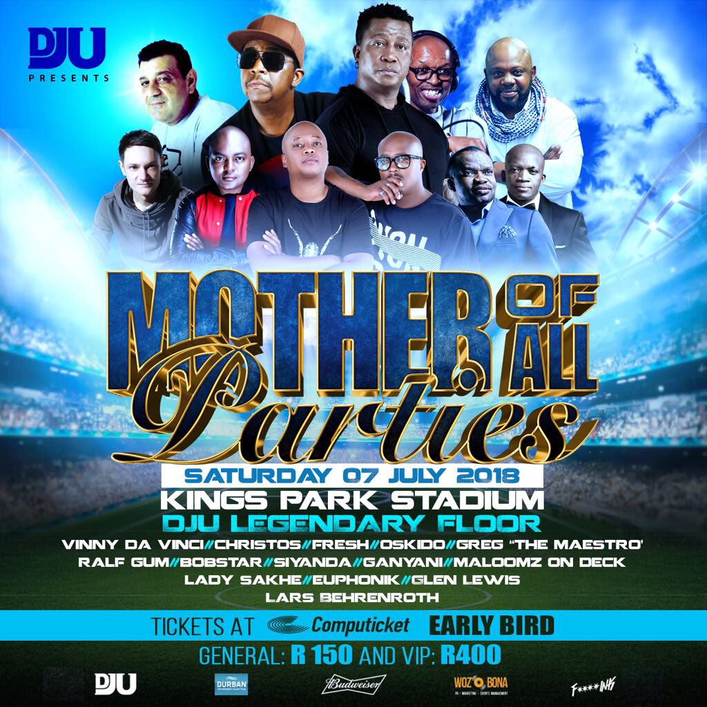 megan {megz} (@megz_rsa) on Twitter photo MOTHER OF ALL PARTIES 7July @KingSparkStadium with DJU Legendary Floor and DJU F**** INK Floor. (2 floors)
Get your early bird tickets <a href="/Computicket/">Computicket</a> (R150/R400VIP)
#DJUMotherOfAllParties MOTHER OF ALL PARTIES 7July @KingSparkStadium with DJU Legendary Floor and DJU F**** INK Floor. (2 floors)
Get your early bird tickets <a href="/Computicket/">Computicket</a> (R150/R400VIP)
#DJUMotherOfAllParties