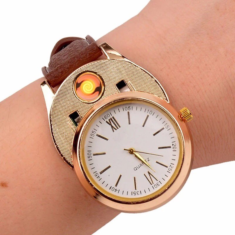 CollectionsAce's tweet photo. 1pcs hot USB Charging sports Lighter Watch Men's Casual Quartz Wristwatches with Windproof Flameless Cigarette Lighter JH318.
Price: 15,000
Available in brown strap
Free delivery in Lagos 
#c♠️
#collectionsace. https://t.co/4caWdaBCrS