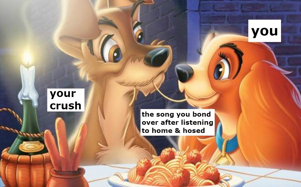 homeandhosed's tweet photo. Dishing up tasty goods to tuck into with your crush from 9pm with a premiere of new @candy_y_y_y_y plus new @nicolemillar, @PistIdiots, @SlowTurismo, @elli_schoen, @laurajeanmusic and more  🐶🍝🐶 https://t.co/P0sorNXlx9