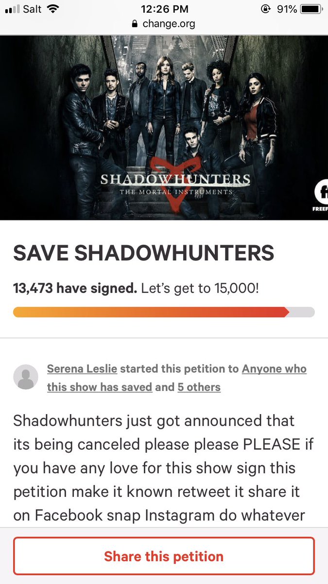 Minarut0's tweet photo. Just look at this. Don’t mess with Shadowhuntersfans. ❤️🧡💛💚💙💜💪🏼#saveshadowhunters https://t.co/aueMyotjRw