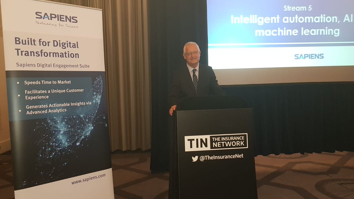 SapiensIns's tweet photo. Happening now at #TINTech2018 Stream no. 5 with our own Tim Crossley on #AI on intelligent automation and #machine learning. Like if you are attending #insurtech https://t.co/dG8iY63JZa