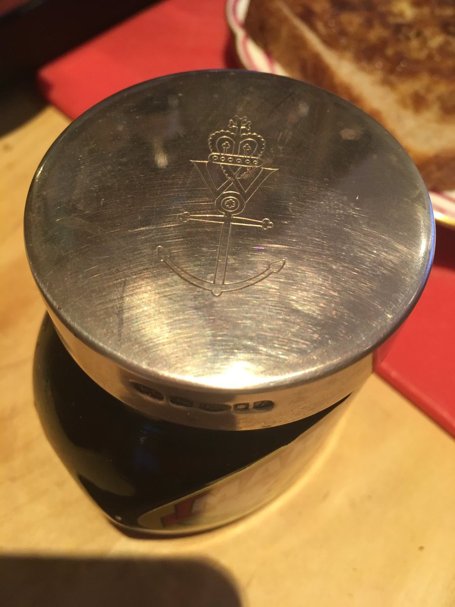Alan_Measles's tweet photo. Sweet of @Philippa_Perry to polish my monogrammed silver Marmite lid. https://t.co/BMy98tulHl