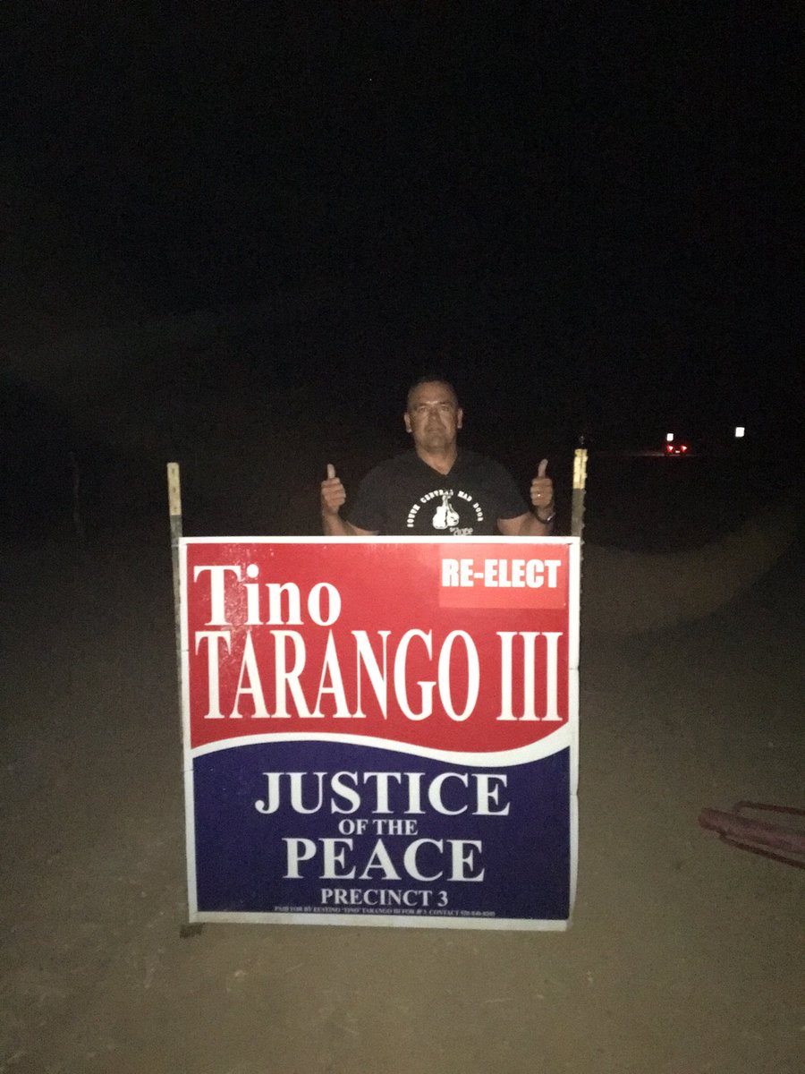 tinotarango3's tweet photo. We spent the weekend putting up my campaign signs. Lots of hard work and we couldn't have done it without help from great friends and family. We've got more on the way. #reelecttarangojp3 #Florence #Eloy #Coolidge #AZCity #RedRock https://t.co/VX5jJID6Ee