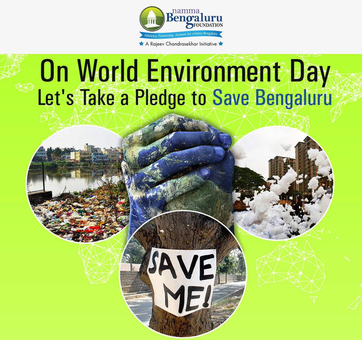 Namma_Bengaluru's tweet photo. On #WorldEnvironmentDay we appeal 2 all Bengalureans 2 do their best 2 save #Namma #Bengaluru. Segregate waste, plant more saplings, stop encroachment of lakes &amp; engage in community activities aimed at saving r environment. Let's give r future generation a clean &amp; green Bengaluru https://t.co/WyXvkBJwfY