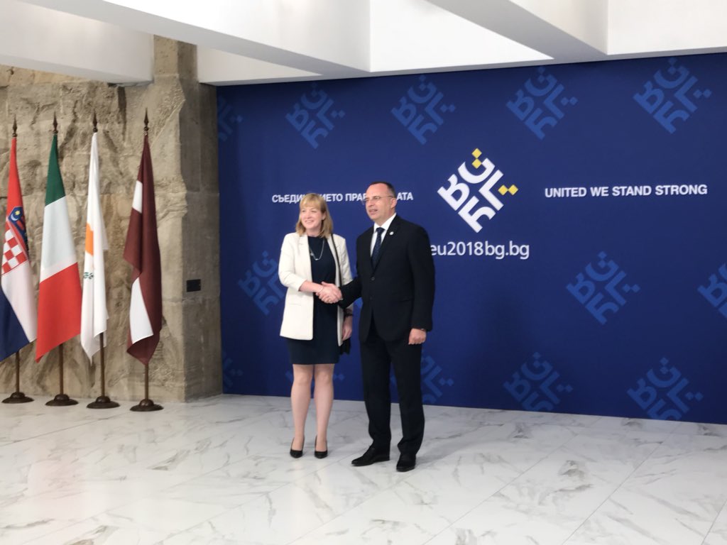 BG_MAFF's tweet photo. #Porodzanov: It is my pleasure to welcome @PhilHoganEU and 🇪🇺agri ministers to the informal meeting, which is the first for Bulgaria as a rotating President of the EU Council. @EU2018BG https://t.co/5IsFZwktI6