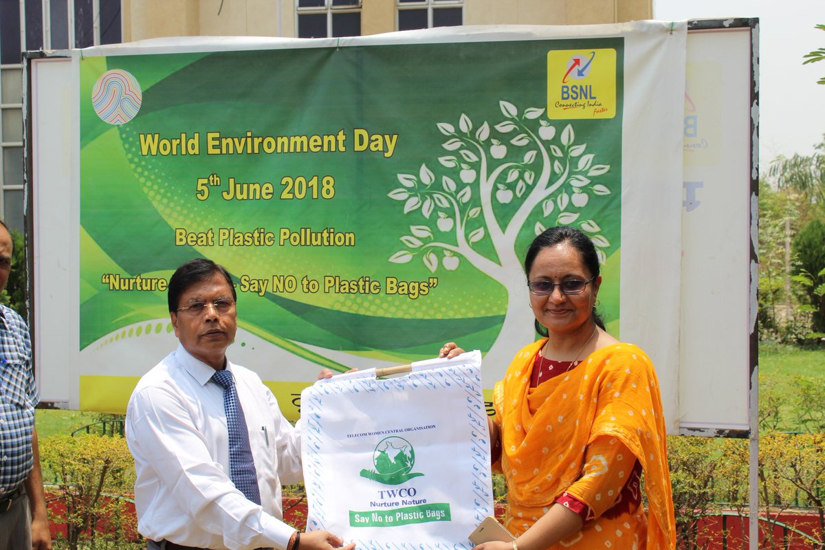 BSNL_CG_Circle's tweet photo. Celebrated #WorldEnviromentDay at @BSNL_CG_Circle Office #Raipur 
@cgmbsnlcg Shri @RNPatel14 along with GM (HR), Shri  @Gaj_kr GM (CFA), GM (EB) and others has done plantation in the office campus and distributed bags on this eve. https://t.co/nuONAydKv6