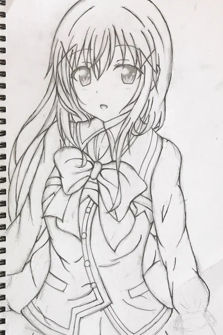 一応チノ描けた!これからパソコンに取り込んで色塗りだ#絵描きさんと繋がりたい#ごちうさ 