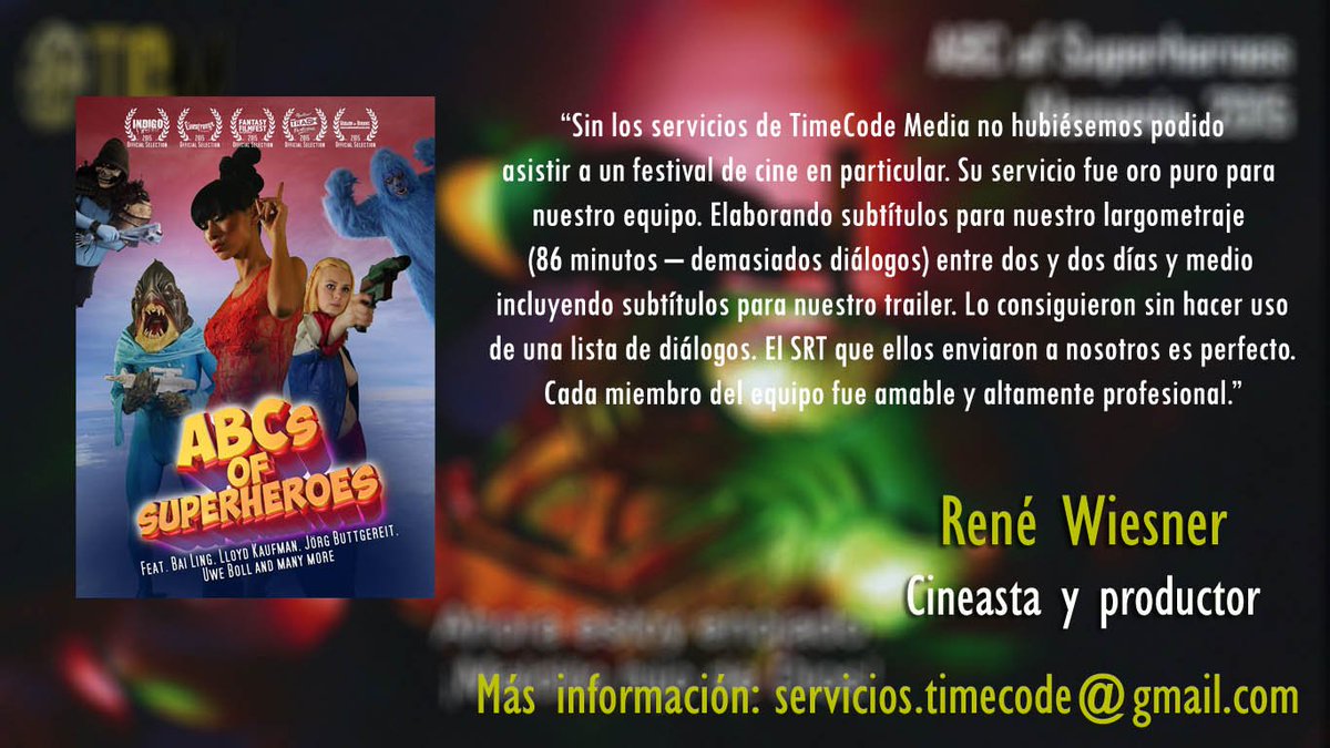 TimeCodeM's tweet image. Cinco idiomas para escoger. Conoce nuestras tarifas accesibles y haz que tu filme trascienda fronteras. Descubre porqué nuestros clientes están satisfechos. Escribe a: servicios.timecode@gmail.com O llama al: 55 23576699