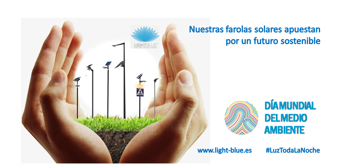 LightBlue_Solar's tweet photo. Hoy es el #DíaMundialDelMedioAmbiente
Las #FarolasSolares LIGHTBLUE son un ejemplo de un #AlumbradoPúblico totalmente #sostenible y de calidad.
Más info https://t.co/lbf9z7H0Jg #LuzTodaLaNoche
#SinContaminación
#EficienciaEnergética #Ahorro #Iluminación #LED #FarolaSolar https://t.co/Co77unJ6SU